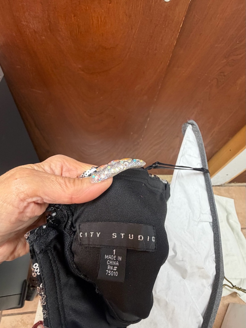 City Studio Black Sequin Headband with Iridescent Gems